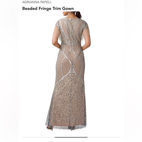 ADRIANNA PAPELL Beaded Fringe Trim Gown - Picture 10 of 11